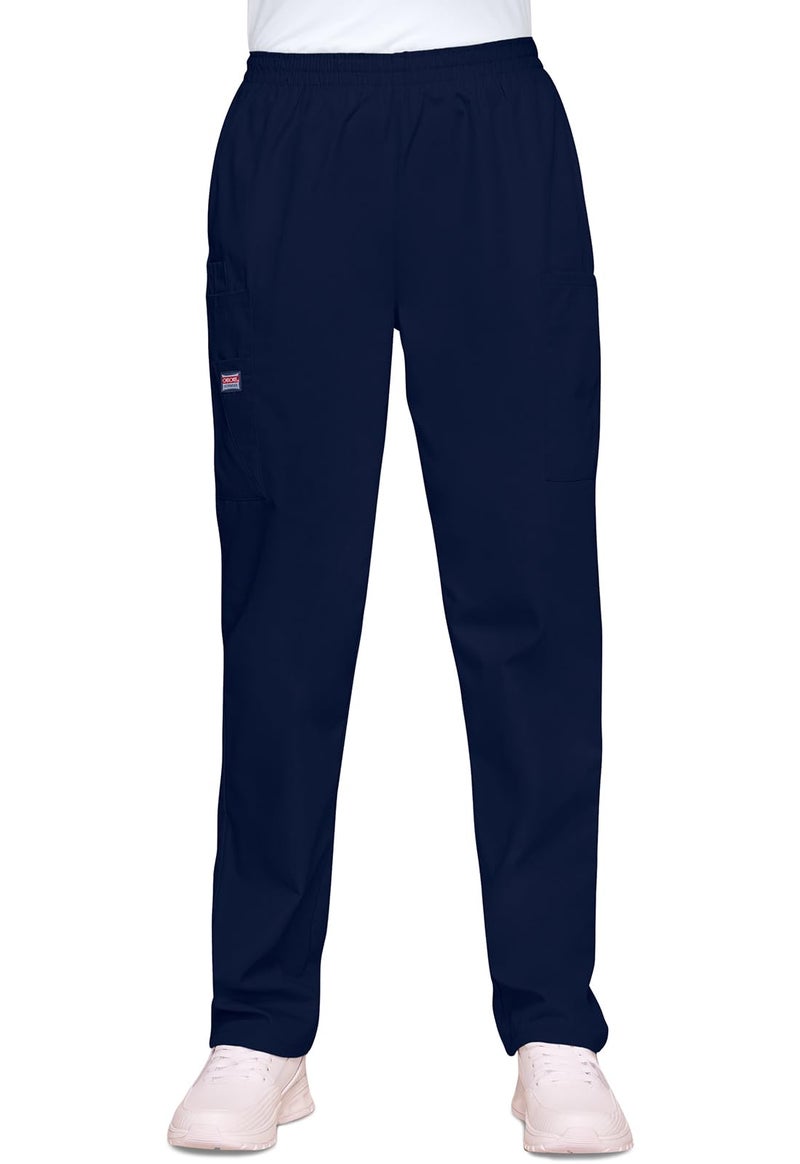 CHEROKEE Women's Workwear Elastic Waist Cargo Scrubs Pant, Navy, Small - Image 4